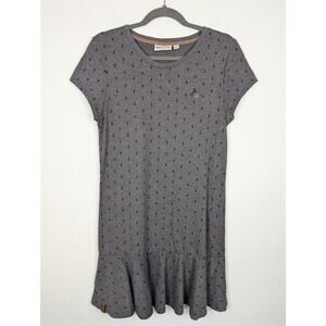 Naketano Dress Ruffle Tier Anchor Print Brave New World Outdoor Y2K Gray Size XL